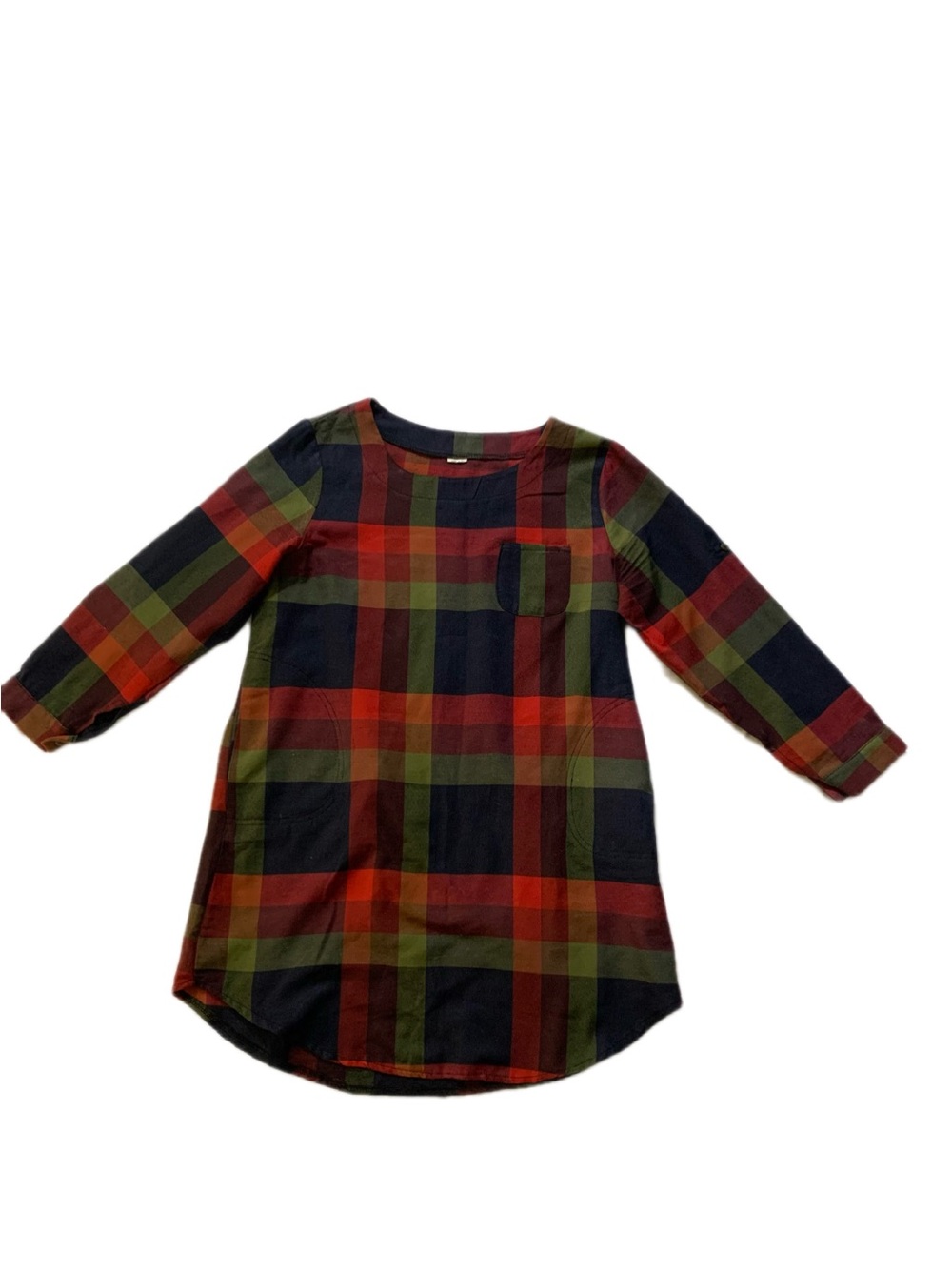 Plaid Tunic Shirt - Red, Blue & Green